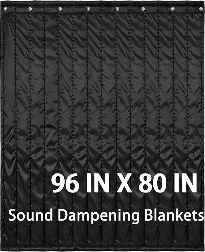 Extra Large Sound Dampening Blankets, 96" x 80" Sound Absorbing Blanket Sound Absorbing Curtains - 0.4" Thickness, Noise Reducing Blackout, Recording Studio Acoustical Treatments, Black