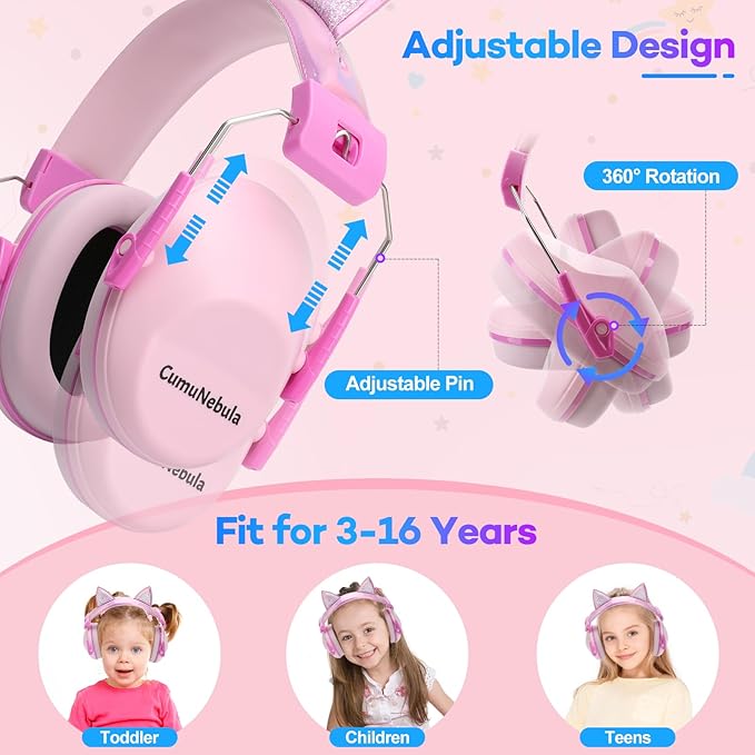 Noise Cancelling Headphones for Kids, Kids Ear Protection 28dB SNR Noise Reduction Ear Muffs for 3-12 Years Toddler/Children, Noise Cancelling Headphones Hearing Protection For Fireworks/Monster Truck