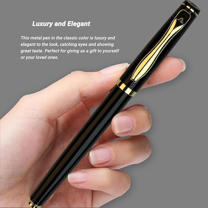 Penagic Luxury Pen, 0.5 mm Black Ink Nice Fancy Gel Pen, Fine Point, Professional Executive Writing, Gift Pen for Men and Women, Set of 1 with 2 Refills