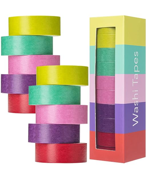 Mr. Pen- Washi Tape Set, 10 Rolls, 5 Yards/Roll, Washi Tape for Scrapbook | Arts, Crafts, Journals and Planners, Tropical Twirl