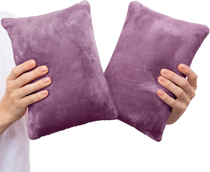 1 MIDDLE ONE 2 Pack Small Pillow, Memory Foam Mini Pillow 11 X 7 Inches for Travel, Sleeping, Nap and Neck, Knee, Lumbar Support, Tiny Cushion for Pet, Dogs (Dark Purple)