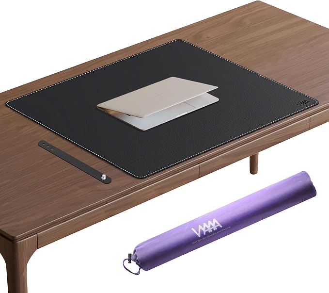 Vyaaa PU Leather Desk Mat, 32"×24" Office Desk pad, Large Mouse Pad, Desktop Protector for Desk, Multifunctional Keyboard Mouse Pad for Home or Office (Black)