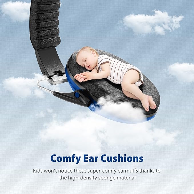 Ear Muffs for Noise Reduction: SNR27.4 Noise Cancelling Headphones for Kids with Adjustable Headband, Hearing Protection Earmuffs for Monster Truck, Fireworks and Kids Autism, Dark Blue