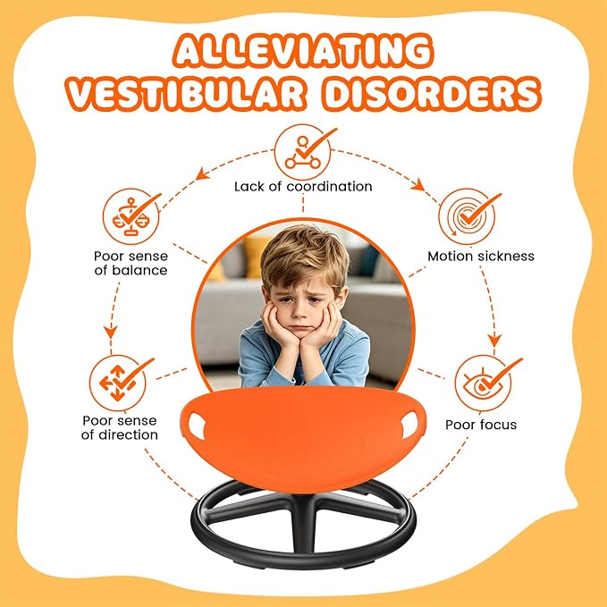 Spinning Chair for Kids, Orange, 360° Sensory Swivel Chair | Spinning Chair for Autistic Kids, For Home Classroom Playroom