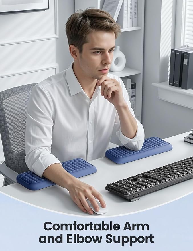 Vaydeer 2Pcs Elbow Rest Pad, L-Shaped Arm Rest Elbow Pad, Desk Edge Cushion, Ergonomic Memory Foam Wrist Rest Support Keyboard Mouse Padding for Palm Hand Office Computer Home Gaming Accessories-Black