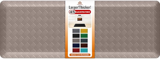 4/5 Inch Extra Thick Kitchen Mats for Floor,Non Slip Anti Fatigue Kitchen Rugs,Waterproof Stain Resistant Sink Mat,Cushioned Standing and Comfort Mats for Office (17"x47" Khaki)