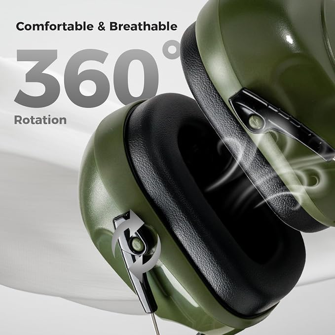 ProCase NRR 28dB Noise Reduction Ear Muffs, Foldable Adjustable Passive Noise Cancelling Headphones for Adults Kids Autism, Hearing Protection for Shooting, Construction, Mowing, Studying -Armygreen