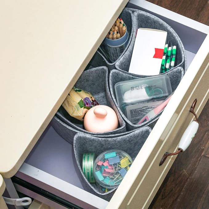 Felt Drawer Organizer, Storage Divider Bins, Desk Organization Tray | Soft Catchall Vanity Container, Drawer Storage Box for Office Gadgets Jewelry Accessories Home Bedroom Supplies