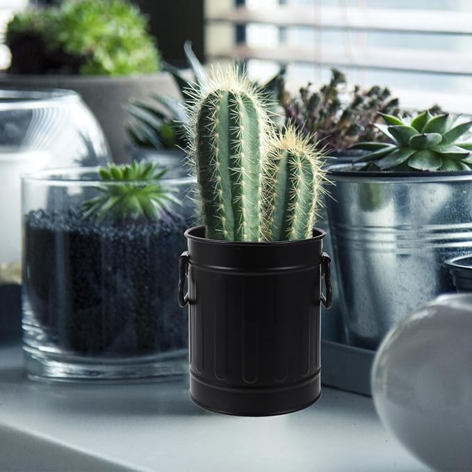 Alipis Desk Trash can Mini Metal Office Trash Container for Pens Stationery Storage Holder Small Desk Wastebasket for Home Office 4.52 X 3.74 X 3.74 in