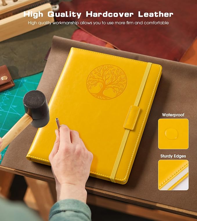 Lined Journal Notebook for Women Men,256 Thick Pages,A5 Hardcover Vintage Leather Journal for Writing,Travel,Business,Work, School,College Ruled Notebooks for Note Taking,Daily Diary 5.7"×8.3"