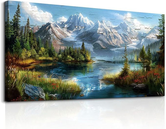 FUHAIHUA Canvas Wall Art For Living Room Large Wall Decor For Office Modern Bedroom Decoration Mountain Rivers Landscape Pictures Farmhouse Painting Artwork Wall Mural Aesthetic Home Decor 30x60 In