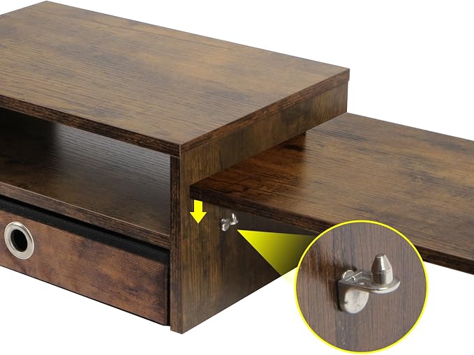 Monitor Riser for 3 Monitors, Angle Adjustable Monitor Stand with Drawer | Dual Monitor Stand for Desk, Dual Monitor Stand with Storage, Wooden Extra Long Triple Monitor Riser up to 52", Rustic Brown