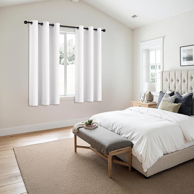 MIULEE Blackout Curtains for Bedroom Living Room 2 Panels, Thermal Insulated Room Darkening Drapes Grommet Noise Reducing Light Blocking Window Treatments 54 Inches Long 40x54 Inch Pure White