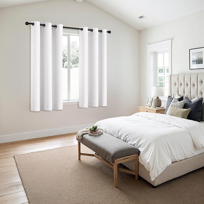MIULEE Blackout Curtains for Bedroom Living Room 2 Panels, Thermal Insulated Room Darkening Drapes Grommet Noise Reducing Light Blocking Window Treatments 54 Inches Long 34x54 Inch Pure White