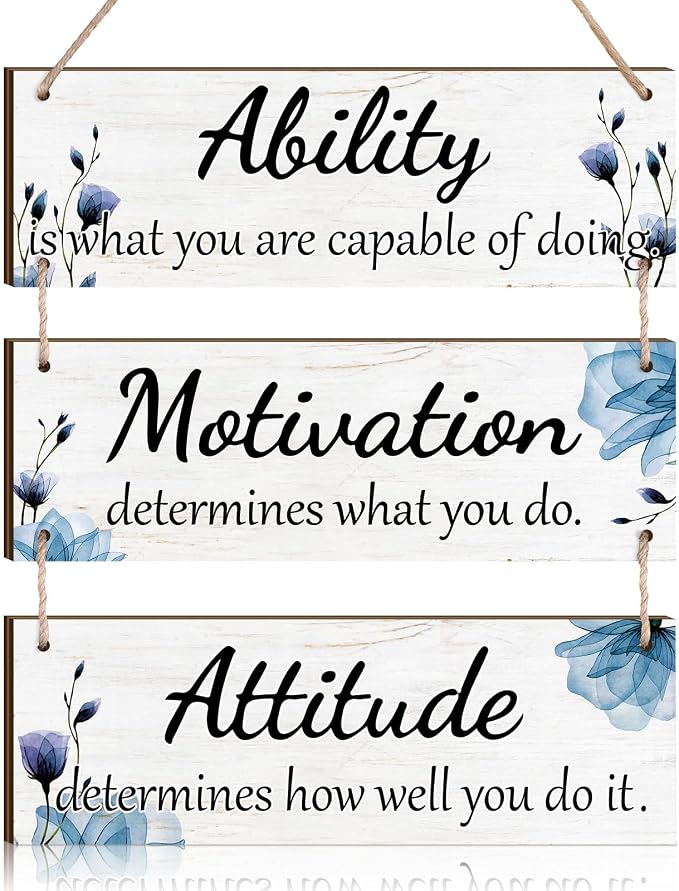 Jetec Office Wall Decor Sign Inspirational Motivational Plaques with Sayings Rustic Wooden Hangings Ability Sign for Coworker Holiday Gift Office Home Artwork Decoration(Blue)