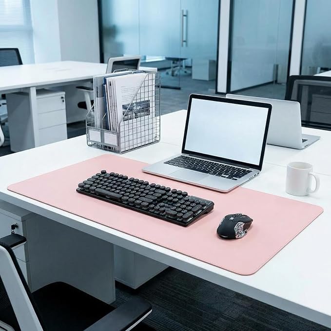 Non-Slip Desk Pad,(Pink 11" x 48") Mouse Pad,Waterproof PU Leather Desk Protector,Ultra Thin Large Desk Blotter,Waterproof Keyboard mat for Office/Home/Decor