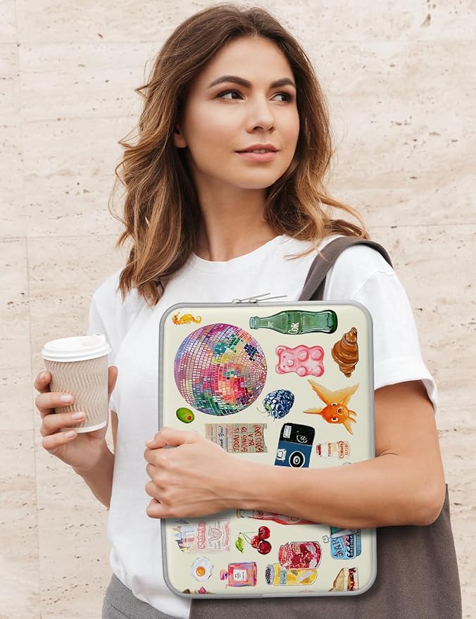 iCasso Laptop Sleeve 13 inch for MacBook Air 13-13.6 inch, Cute Laptop case for MacBook Neo/Pro 13 inch, Slim Protective Travel Carrying Case Sleeve for 14 inch Chromebook, HP, Dell, Stickers