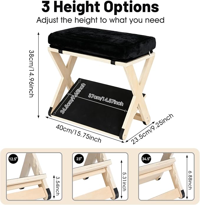 Adjustable Height Foot Rest Under Desk at Work, Foot Stool Under Desk | Comfortable Memory Foam, Under Desk Footrest, Non-Slip EVA Surface, Desk Foot Rest, Wooden Design, Leg Rest Under Desk