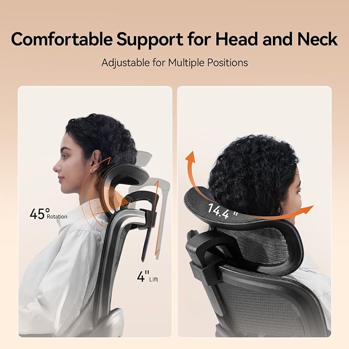 SIHOO B100 Office Chair, Ergonomic Office Chair Without Footrest, Computer Chair with Wide Headrest & Adaptive Lumbar Support, Flip-up Armrests, Swivel Desk Chair for Long Hours, Black