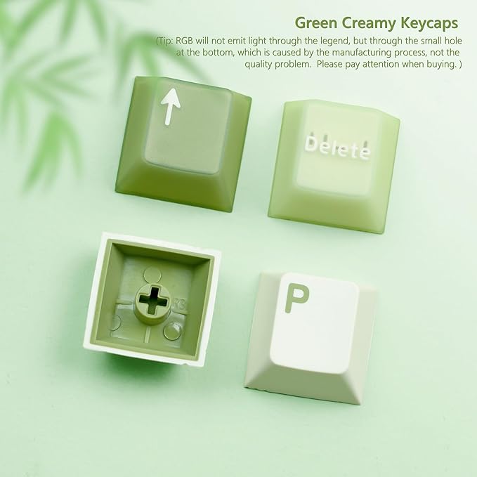 Womier Matcha Green Keycaps PBT, Jelly Keycaps 60 75 100 Percent, Translucent Jade Key caps Custom 127 Keys, Cherry Profile for 61/68/84/87/98/100 Cherry Gateron MX Mechanical Gaming Keyboards