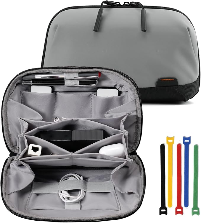 OrgaWise Electronics Organizer, Electronic Accessories Bag Travel Cable Organizer Three-Layer for iPad Mini, Kindle, Hard Drives, Cables, Chargers