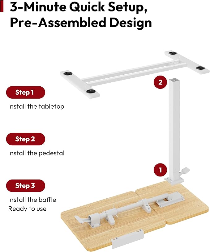 SANODESK 32''Overbed Table Gas Spring Lifting with Wheels&Tilting Desktop | Rolling Mobile Laptop Desk End Table,Portable Computer Workstation for Home Office,Sofa,Bedside,31.5" W x 17.7" D,Maple