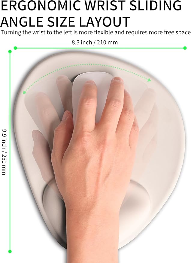 Palm-Rest and Wrist-Hugging Mouse Pad Wrist Rest, Ergonomic Wrist Support with Curve Fitting Cushioned Memory Foam for Carpal Tunnel Pain Relief, 9.9 x 8.3 Inch, Love of Apricot White