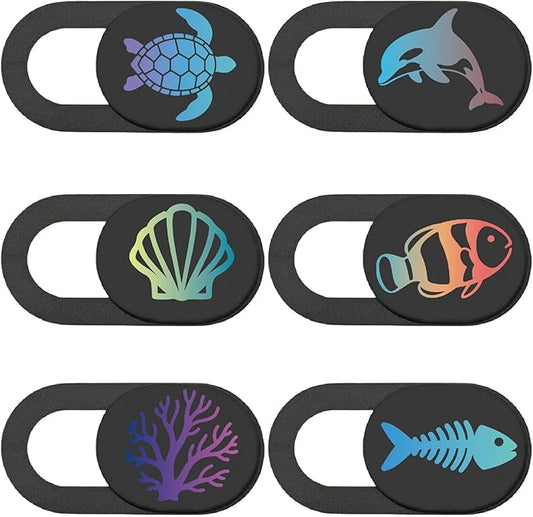 6Pcs 6 Styles Cute Camera Cover Slide Camera Privacy Covers Sea Animal Design Ultra-Slim Camera Blocker for Laptop Desktop Computer Tablet Phone Notebook Mini PC Accessories Home Office Use