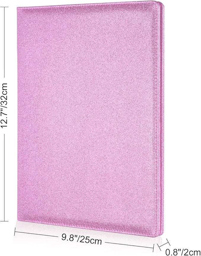 Cacturism Padfolio Portfolio Folder, Foldable Letter Size Clipboard Legal Pad, Bling PU Leather Professional Folio Organizer for Women - Resume Business Document Holder for Job Work Office, Pink