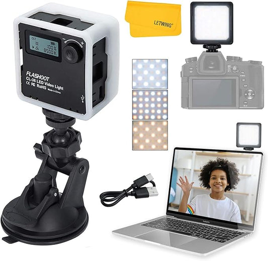 CL-36 Video Conference Lighting Kit,Mini LED Video Light for Remote Working,Video Conferencing,Zoom Calls, Broadcast, Live Streaming,Adjustable Laptop Video Light with Suction Cup