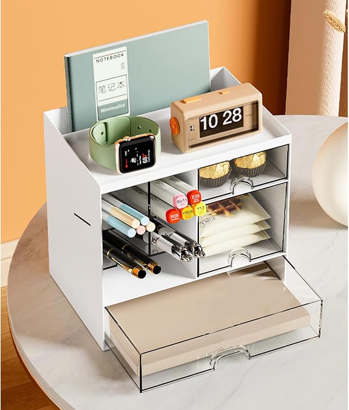 Desk Organizers with Drawers Pen Holders Multifunctional Desktop Organizers Makeup Organizers Office School Supplies