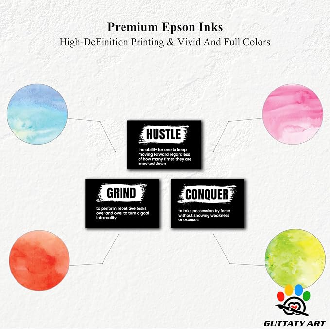 Office Wall Art - 3 Panel Motivational Wall Art, Inspirational Quotes Canvas Art for Home Office Wall Decor, Positive Quotes Wall Decor, Entrepreneur Grind Hustle Execution Poster Frame (20”x30”x3Pcs)