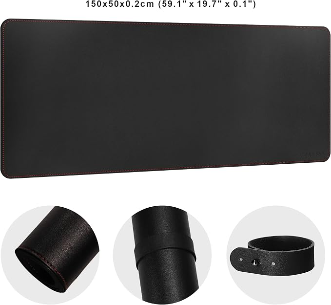 ZORESYN Desk Pad (59.1"x19.7"), PU Leather Desk Blotter Protector, Large Gaming Mousepad Desk Mat - Waterproof Non Slip Base Keyboard Extended Mouse Mat (Black)