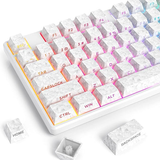 Fogruaden PBT Keycaps Set, Cherry Profile Custom Keycap for Mechanical Keyboard Keycaps(CarbonWhite)