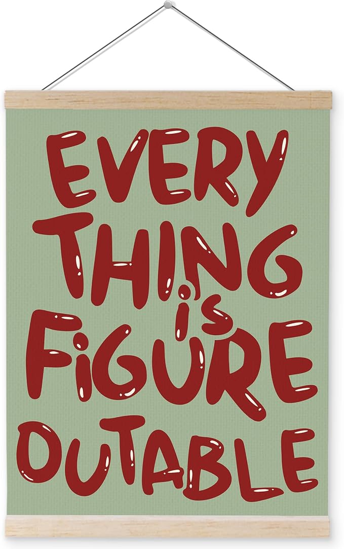 YQDEJ Everything is Figureoutable Red and Green Inspirational Wall Art Poster Hanger Frame, Positive Affirmations Christmas Wall Decor, Motivational Wall Art for Home Office Classroom, 12x16 Inch