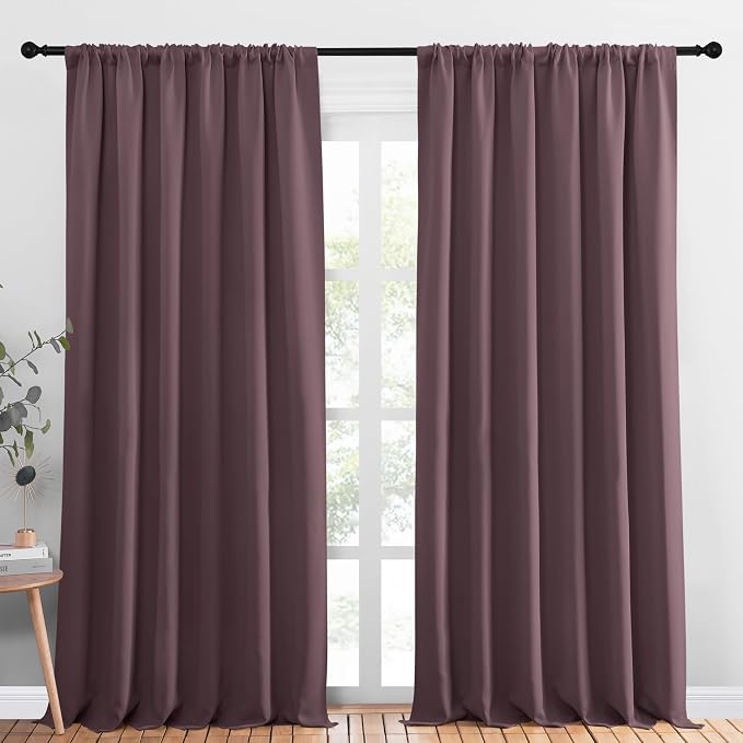 NICETOWN 2 Panels Blackout Curtains, Rod Pocket Thermal Insulated Drapess for Bedroom, Privacy Protection Easy-Care Heavy Duty Curtains for Living Room/Dining Room, W70 x L95 inches, Dry Rose