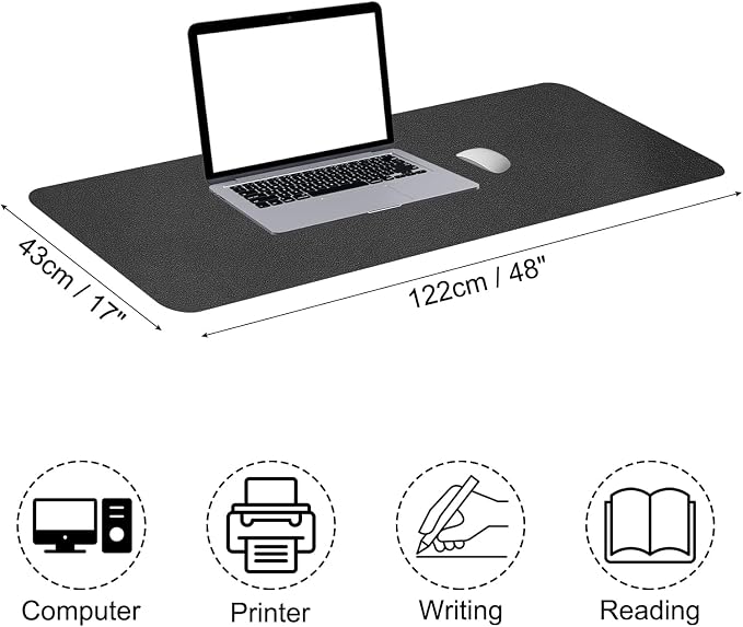 PATIKIL Large Desk Mat, 48"x17" Non-Slip Waterproof PU Leather Desk Pad, Dual Sided Desktop Protector Cover for Office Home Work Study, Black