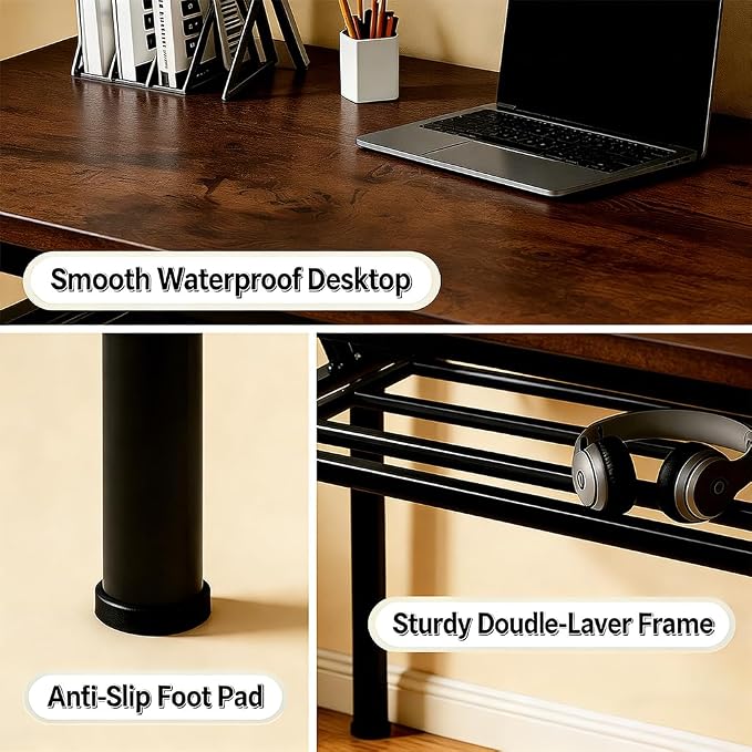 Folding Desk for Small Spaces, 39.4 Inch Foldable Computer Desk, No Assembly Required, Space Saving Portable Study Table for Compact Home Office, Bedroom, Dorm, Apartment, Brown