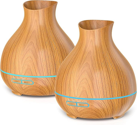 BZseed Aromatherapy Essential Oil Diffuser,2 PCS Humidifier with 550ml Lasting Mist Output Waterless Auto-Off Ultrasonic Diffusers 7 Color LED Lights Cool Mist Humidifier for Large Room, Home