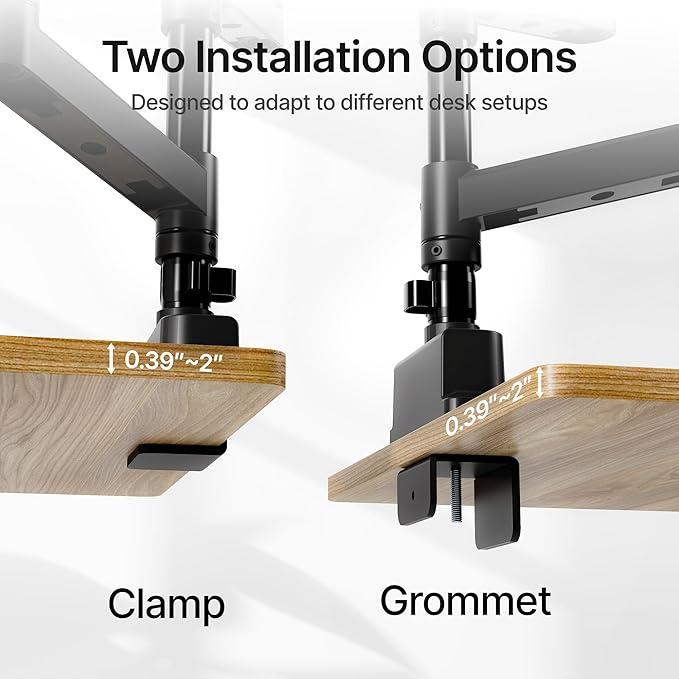 monTEK Dual Monitor Mount Tall Monitor arms for 2 Monitors for 17 to 35 Inch Curved Screen Holds 35 Lbs Adjustable Heavy Duty Monitor Desk Mount Cable Management, VESA 75/100mm