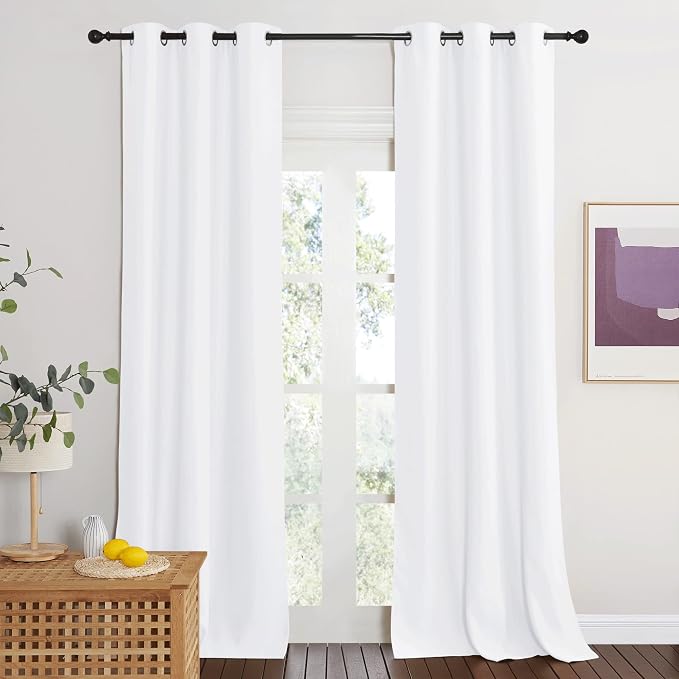 NICETOWN Pure White Room Darkening Curtains for Bedroom, Thermal Insulated Grommet Window Curtains for Bathroom, French Door Curtain for Doorway, 42" Width x 95" Length, 1 Panel