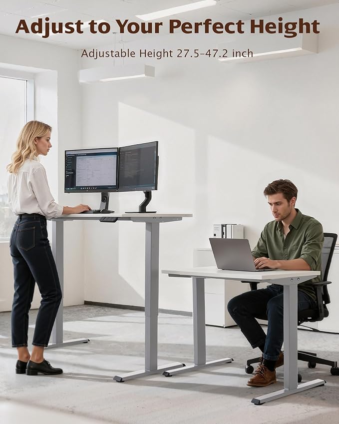 TOPSKY Dual Motor Electric Standing Desk Frame, Height Adjustable Sit Stand Base for Home Office, Fits Table Tops up to 70.8 x 31.5 Inch, 225 lb Capacity (Grey, Without Stand)