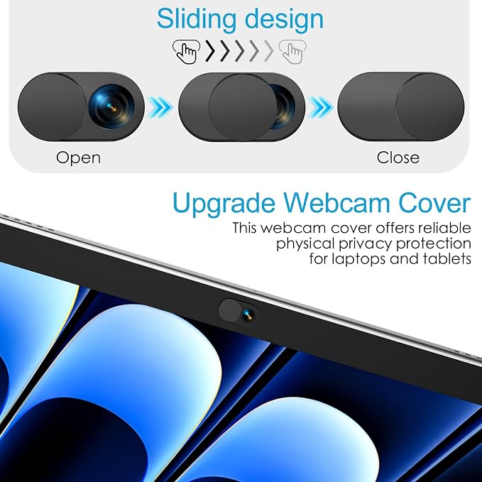 CloudValley Upgrade Magnetic Webcam Cover, [2-Pack] 0.023 inch Metal Camera Cover Slide for Mac, iPad, MacBook Pro, MacBook Air, Laptops, PC/Computer, Tablets, Web Blocker Protect Your Privacy