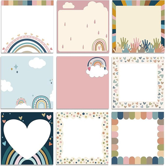 9 Pads Cute Sticky Notes Cartoon Self Stick Notepads 3x3 Inches Notes Adhesive Memo Pad Office Decor Gifts for Students School Teacher Office Meeting(Boho)
