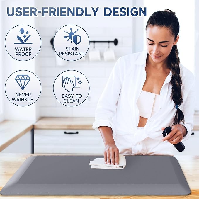 4/5 Inch Thick Kitchen Mats for Floor, StepRite Kitchen Rug for Standing Desk, Non-Slip, Thicker, Stain & Water Resistant, Comfort Anti Fatigue Floor Mat for Home, Kitchen, Office - Grey,108 * 30''