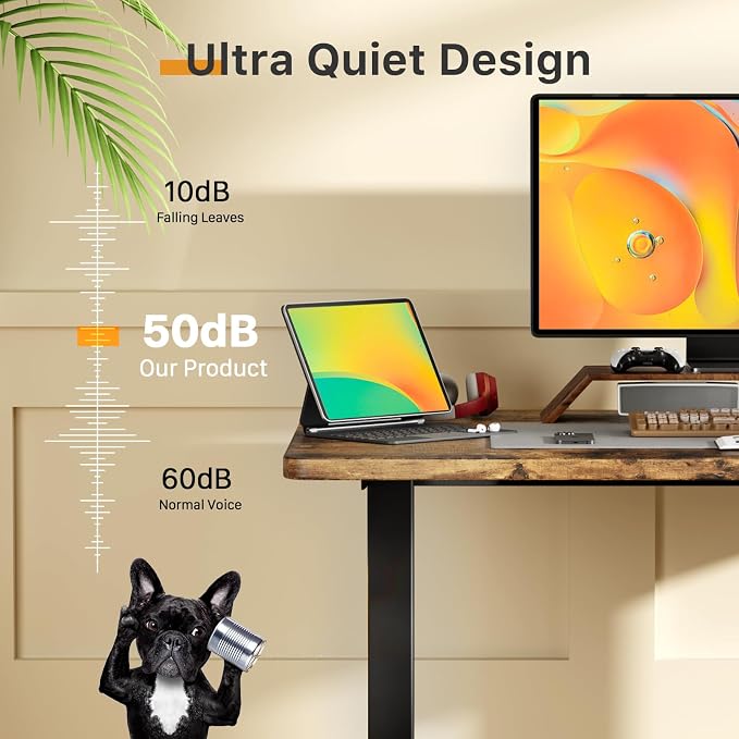 JOY worker Small Electric Computer Desk, 40" Whole Piece Height Adjustable | 40" x 20" Rustic Brown Compact Sit Stand Desk with Memory Controller, Narrow Computer Workstation for Home Office Walking Pad