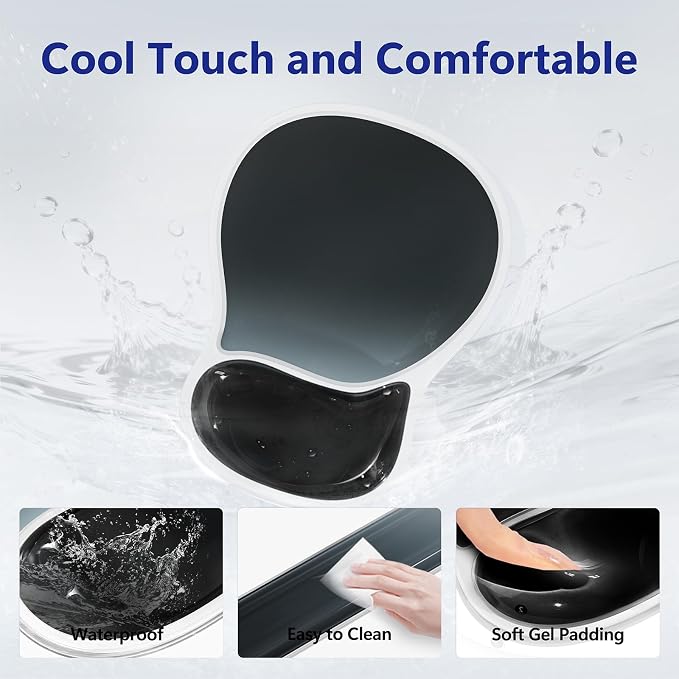 AKIT Ergonomic Gel Mouse Pad & Keyboard Wrist Rest Set, Non-Slip, Black | Gel Wrist Support for Typing Comfort Non-slip Base Fits Standard Keyboards and Mice Reduces Fatigue During Long Work Sessions