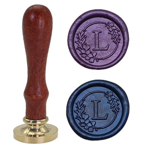 Initial Alphabet Wax Seal Stamp Set, Retro Letter L Sealing Stamp with 150Pcs Sealing Wax Beads in 5 Color, Melt Non Stick Spoon Pen Kit for Wedding and Christmas (L)