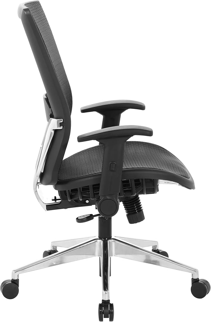 Space Seating 867A Series Adjustable Manager's Office Chair with Breathable Matrix Back and Padded Flip Arms, Black
