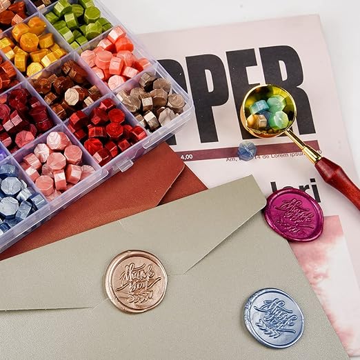 Metallic Assorted Color Seal Beads - 24 Colors for Making Wax Seals, Decor for Envelope, Letter, Wedding Invitation and Sealing Wine Bottle